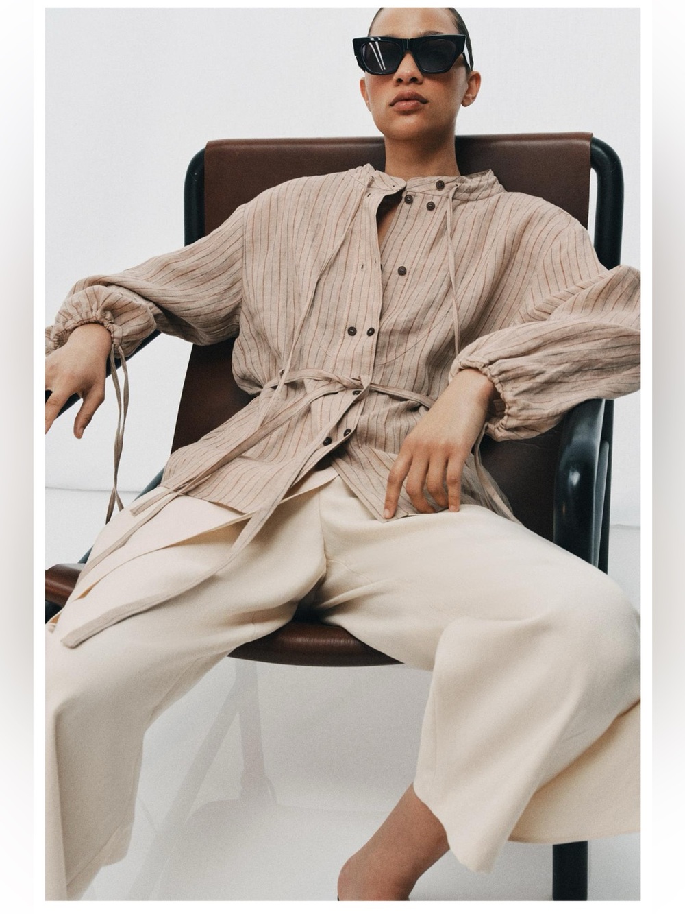 ZARA 100% LINEN STRIPED SHIRT ZW COLLECTION